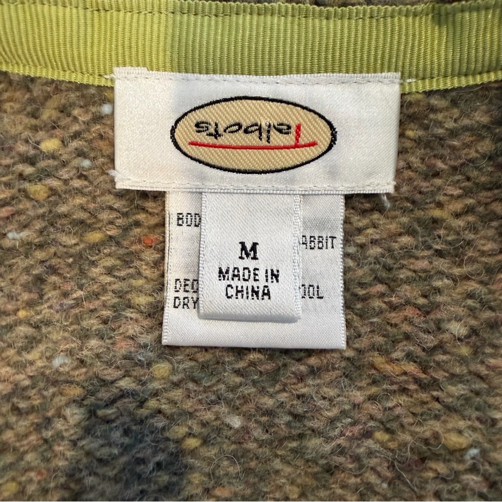 Vintage Talbots Cardigan Sweater Wool Angora Green Pocket Grandma Snap Closure M - Picture 10 of 11